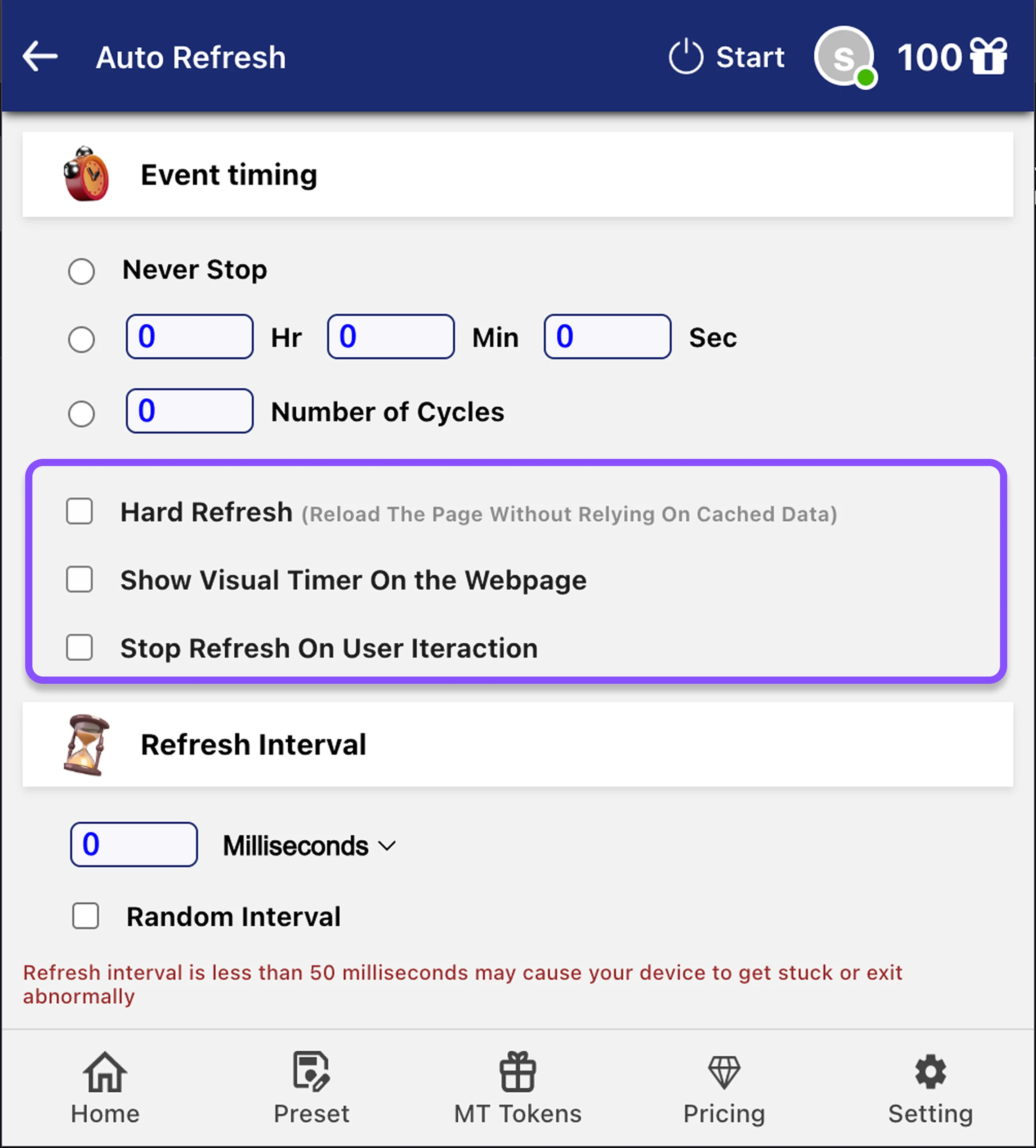 Step 2: Configure Refresh Options